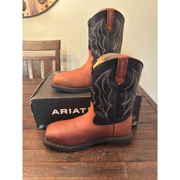 Ariat Other - Ariat Mens RigTek H2O Composite Toe Work Boots Oiled Brown Black 10012932 8.5D
